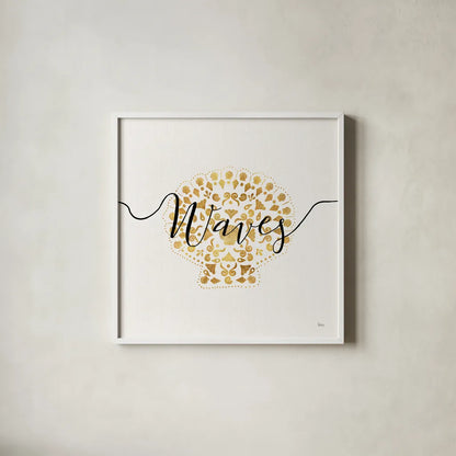 Sea Charms III by Veronique Charron. Shown in a crisp white glass frame for a clean and minimalist style. Available as an archival giclee rolled canvas, fine art paper, or poster print. SKU 31992a.