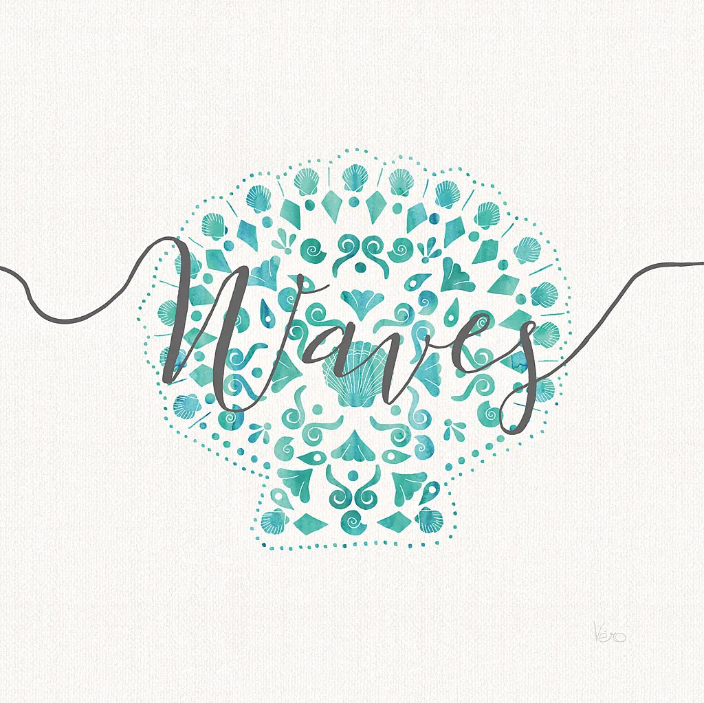 Sea Charms III Gray Words by Veronique Charron. SKU 33609a. Archival Giclee Fine art print for wall decor.