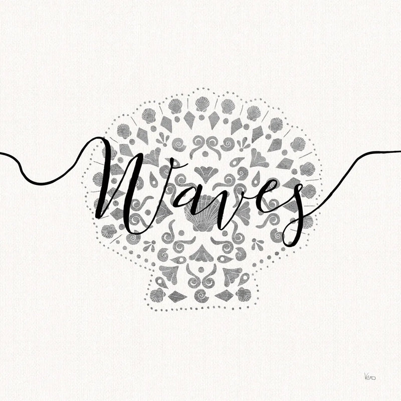 Sea Charms III Silver by Veronique Charron. SKU 63495a. Archival Giclee Fine art print for wall decor.