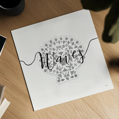 Sea Charms III Silver by Veronique Charron. Shown as a detailed flat fine art print, highlighting archival giclee quality. Available as an archival giclee rolled canvas, fine art paper, or poster print. SKU 63495a.