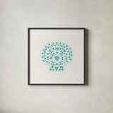 Sea Charms III Teal no Words by Veronique Charron. Shown in a sleek black glass frame for a contemporary gallery look. Available as an archival giclee rolled canvas, fine art paper, or poster print. SKU 33002a.