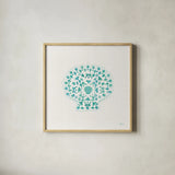 Sea Charms III Teal no Words by Veronique Charron. Shown in a natural wood glass frame for a timeless modern aesthetic. Available as an archival giclee rolled canvas, fine art paper, or poster print. SKU 33002a.