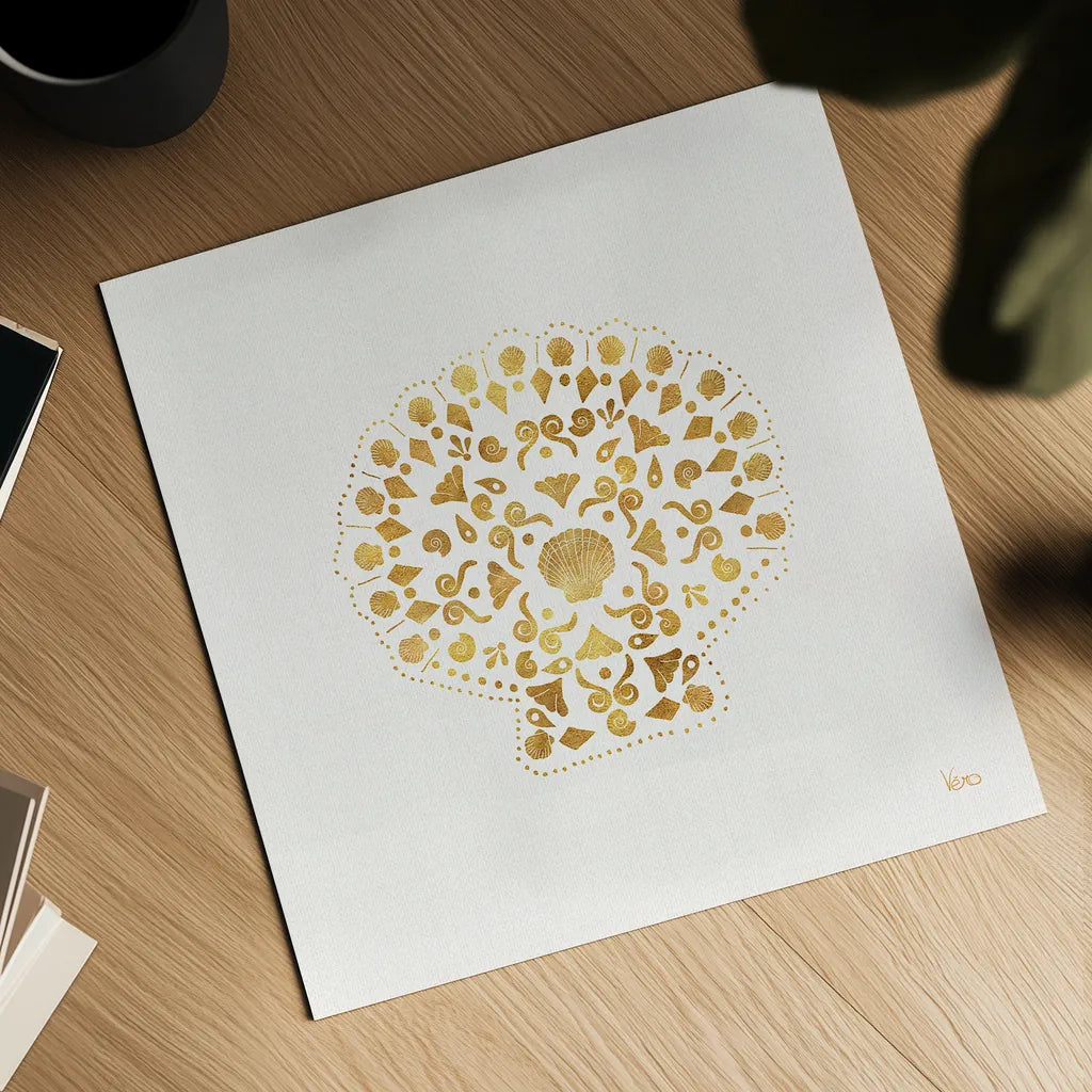 Sea Charms III no Words by Veronique Charron. Shown as a detailed flat fine art print, highlighting archival giclee quality. Available as an archival giclee rolled canvas, fine art paper, or poster print. SKU 32998a.