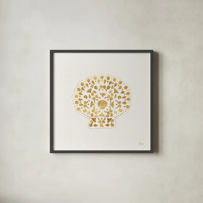 Sea Charms III no Words by Veronique Charron. Shown in a sleek black glass frame for a contemporary gallery look. Available as an archival giclee rolled canvas, fine art paper, or poster print. SKU 32998a.