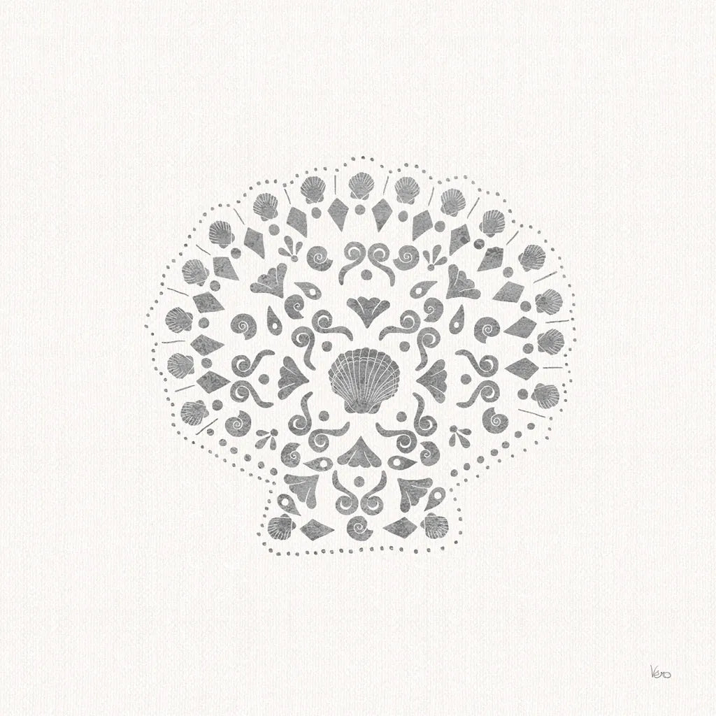 Sea Charms III no Words Silver by Veronique Charron. SKU 63491a. Archival Giclee Fine art print for wall decor.