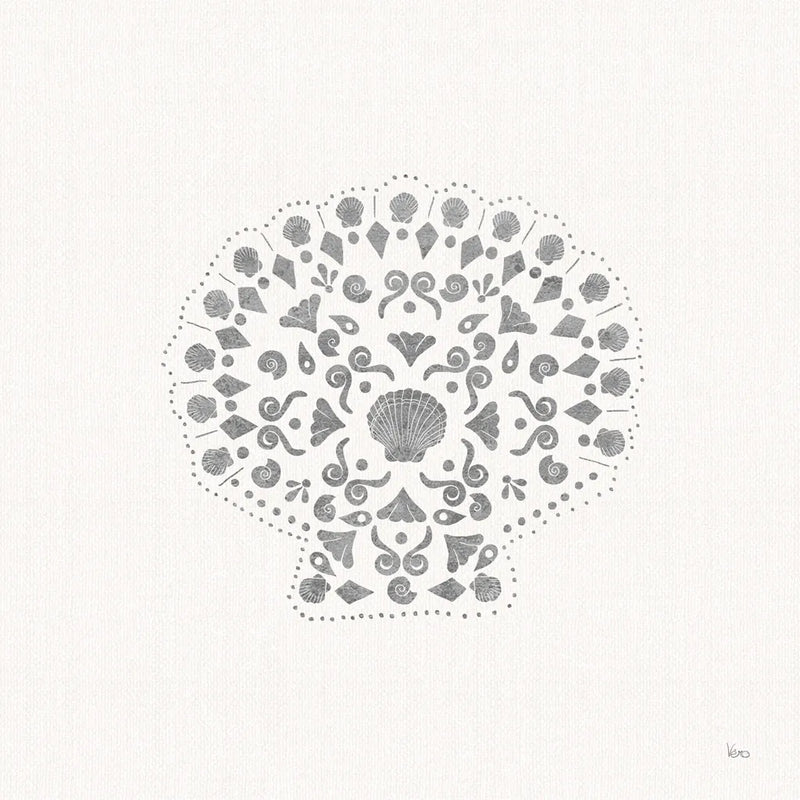 Sea Charms III no Words Silver by Veronique Charron. SKU 63491a. Archival Giclee Fine art print for wall decor.