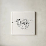 Sea Charms IV Silver by Veronique Charron. Shown in a crisp white glass frame for a clean and minimalist style. Available as an archival giclee rolled canvas, fine art paper, or poster print. SKU 63496a.