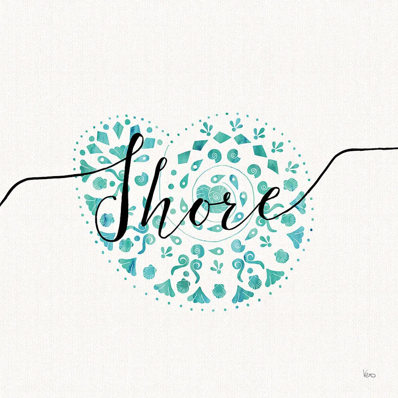 Sea Charms IV Teal by Veronique Charron. SKU 32003a. Archival Giclee Fine art print for wall decor.