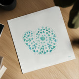 Sea Charms IV Teal no Words by Veronique Charron. Shown as a detailed flat fine art print, highlighting archival giclee quality. Available as an archival giclee rolled canvas, fine art paper, or poster print. SKU 33003a.