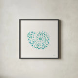 Sea Charms IV Teal no Words by Veronique Charron. Shown in a sleek black glass frame for a contemporary gallery look. Available as an archival giclee rolled canvas, fine art paper, or poster print. SKU 33003a.