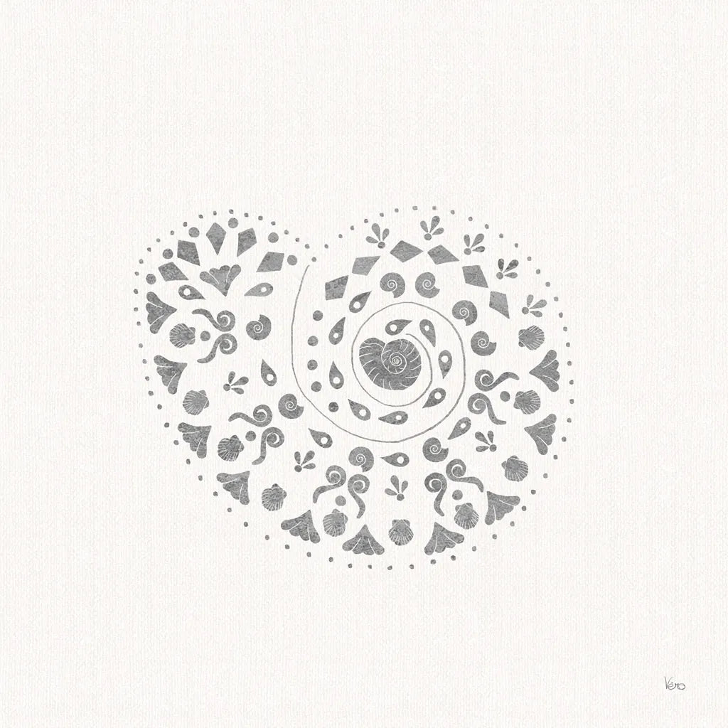 Sea Charms IV no Words Silver by Veronique Charron. SKU 63492a. Archival Giclee Fine art print for wall decor.