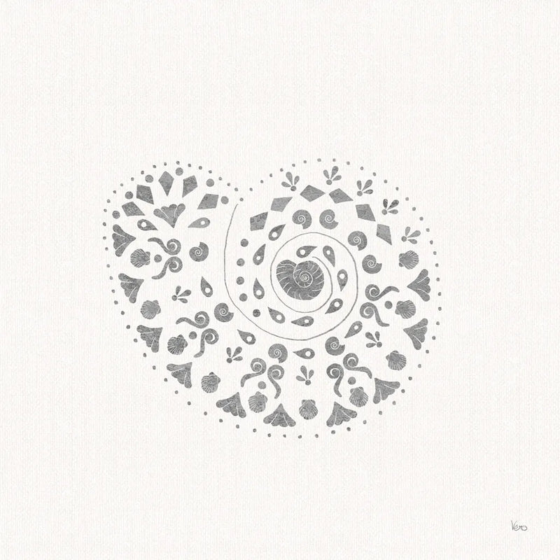 Sea Charms IV no Words Silver by Veronique Charron. SKU 63492a. Archival Giclee Fine art print for wall decor.