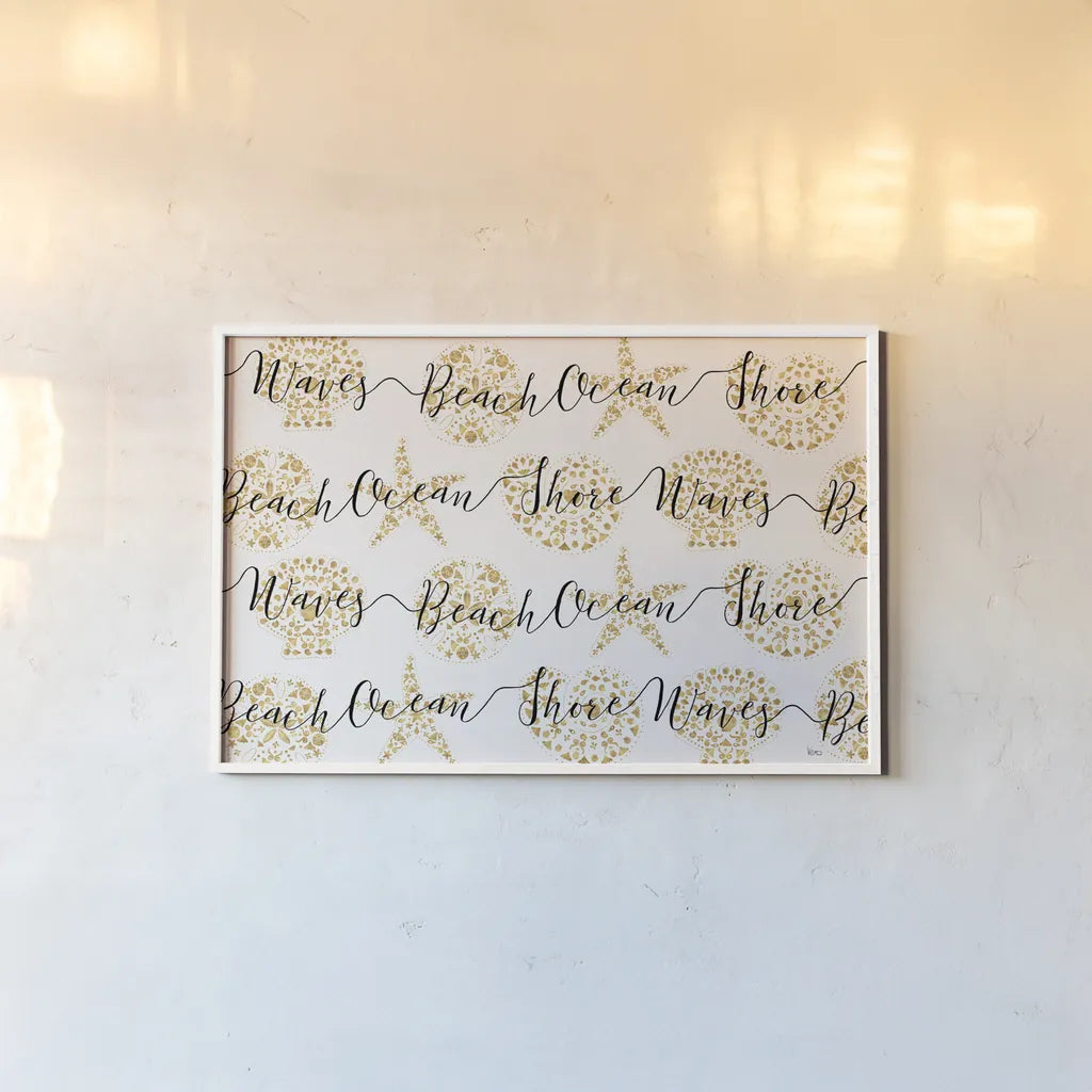 Sea Charms IX by Veronique Charron. shown as a paper print in a white frame. Available as a archival giclee rolled canvas, fine art paper, or poster print. SKU 31998i.