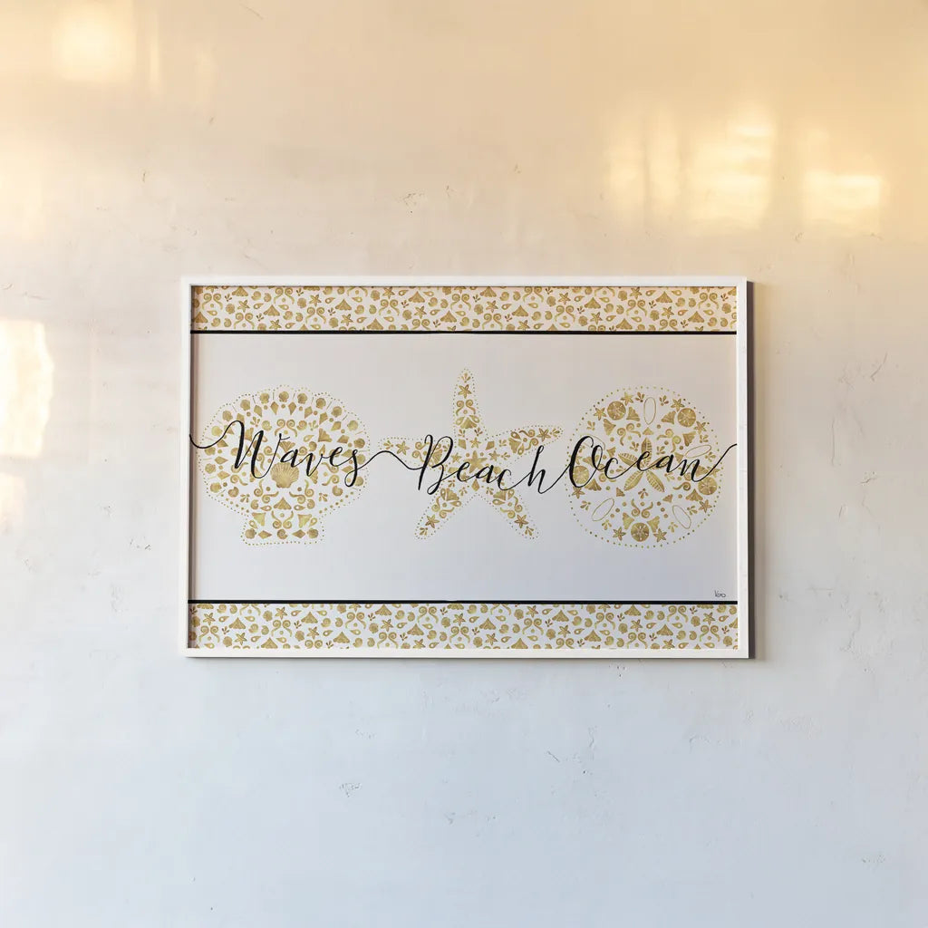 Sea Charms VII by Veronique Charron. shown as a paper print in a white frame. Available as a archival giclee rolled canvas, fine art paper, or poster print. SKU 31996i.