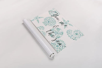 Sea Charms VIII Teal by Veronique Charron. shown as a rolled paper print. Available as archival giclee rolled canvas, fine art paper, or poster print. SKU 32007i.