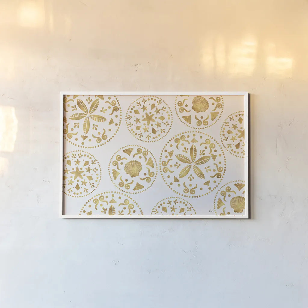 Sea Charms X by Veronique Charron. shown as a paper print in a white frame. Available as a archival giclee rolled canvas, fine art paper, or poster print. SKU 31999i.