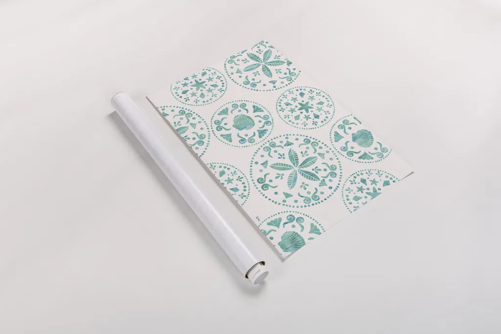 Sea Charms X Teal by Veronique Charron. shown as a rolled paper print. Available as archival giclee rolled canvas, fine art paper, or poster print. SKU 32009i.