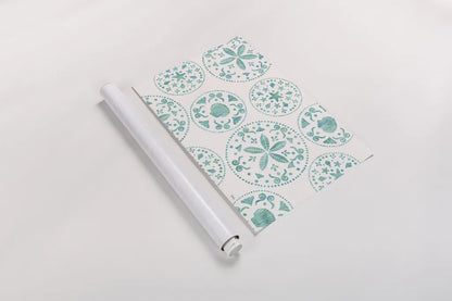 Sea Charms X Teal by Veronique Charron. shown as a rolled paper print. Available as archival giclee rolled canvas, fine art paper, or poster print. SKU 32009i.