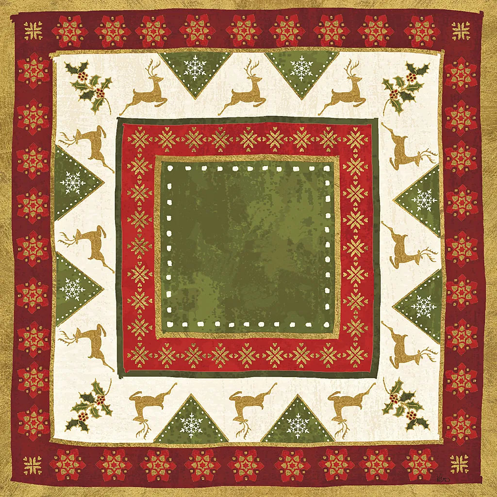 Simply Christmas Tiles III no Snowflake by Veronique Charron. SKU 29217a. Archival Giclee Fine art print for wall decor.