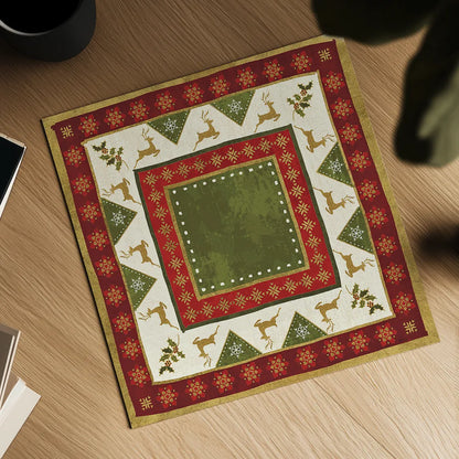 Simply Christmas Tiles III no Snowflake by Veronique Charron. Shown as a detailed flat fine art print, highlighting archival giclee quality. Available as an archival giclee rolled canvas, fine art paper, or poster print. SKU 29217a.