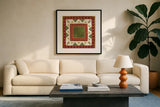 Simply Christmas Tiles III no Snowflake by Veronique Charron. Displayed in a glass frame with matte in a clean modern living room. Available as an archival giclee rolled canvas, fine art paper, or poster print. SKU 29217a.