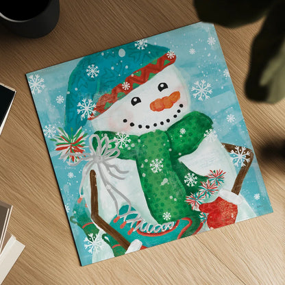 Snowy Fun IV by Veronique Charron. Shown as a detailed flat fine art print, highlighting archival giclee quality. Available as an archival giclee rolled canvas, fine art paper, or poster print. SKU 58171a.