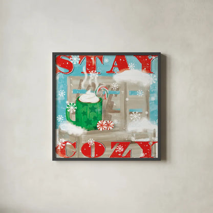 Snowy Fun VI by Veronique Charron. Shown in a sleek black glass frame for a contemporary gallery look. Available as an archival giclee rolled canvas, fine art paper, or poster print. SKU 58173a.