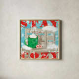 Snowy Fun VI by Veronique Charron. Shown in a natural wood glass frame for a timeless modern aesthetic. Available as an archival giclee rolled canvas, fine art paper, or poster print. SKU 58173a.