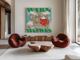Snowy Fun VII by Veronique Charron. Shown as extra-large giant wall art in a modern living room. Available as an archival giclee rolled canvas, fine art paper, or poster print. SKU 58174a.