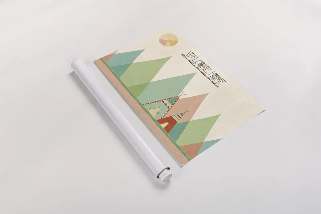 Southwest Geo I by Veronique Charron. shown as a rolled paper print. Available as archival giclee rolled canvas, fine art paper, or poster print. SKU 33004i.