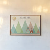 Southwest Geo I by Veronique Charron. shown as a paper print in a natural frame. Available as a archival giclee rolled canvas, fine art paper, or poster print. SKU 33004i.