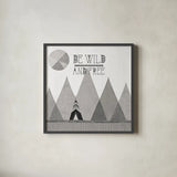 Southwest Geo II BW by Veronique Charron. Shown in a sleek black glass frame for a contemporary gallery look. Available as an archival giclee rolled canvas, fine art paper, or poster print. SKU 34540a.