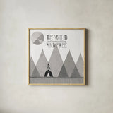 Southwest Geo II BW by Veronique Charron. Shown in a natural wood glass frame for a timeless modern aesthetic. Available as an archival giclee rolled canvas, fine art paper, or poster print. SKU 34540a.