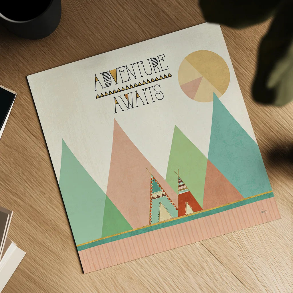 Southwest Geo III by Veronique Charron. Shown as a detailed flat fine art print, highlighting archival giclee quality. Available as an archival giclee rolled canvas, fine art paper, or poster print. SKU 33006a.