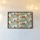Southwest Geo X by Veronique Charron. shown as a paper print in a black flame. Available as a archival giclee rolled canvas, fine art paper, or poster print. SKU 33013i.
