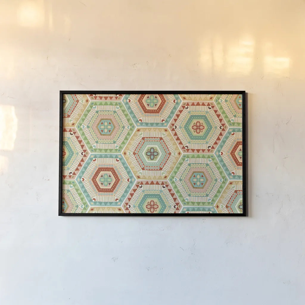 Southwest Geo XI by Veronique Charron. shown as a paper print in a black flame. Available as a archival giclee rolled canvas, fine art paper, or poster print. SKU 33014i.