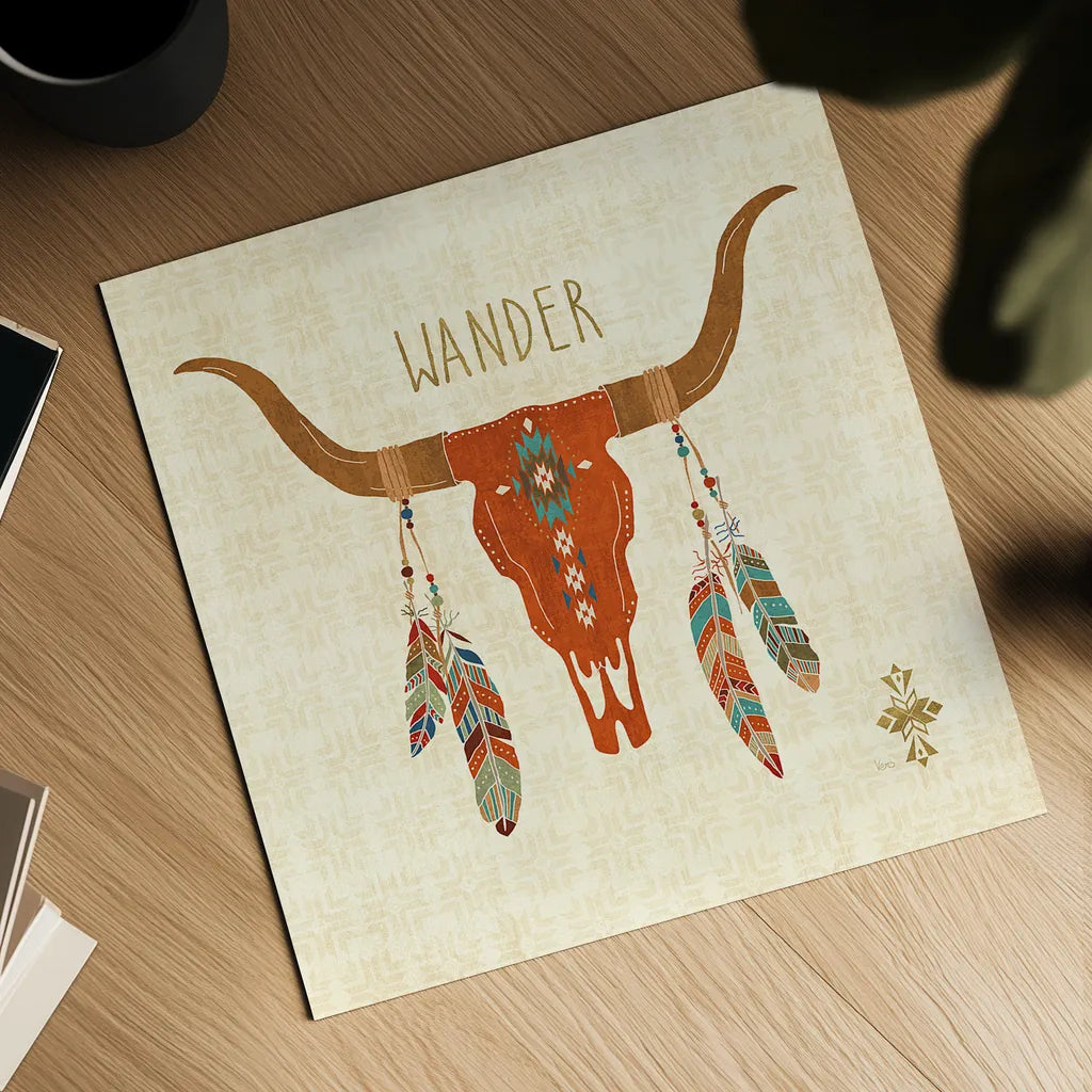 Southwest at Heart I by Veronique Charron. Shown as a detailed flat fine art print, highlighting archival giclee quality. Available as an archival giclee rolled canvas, fine art paper, or poster print. SKU 20002a.