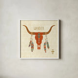 Southwest at Heart I by Veronique Charron. Shown in a crisp white glass frame for a clean and minimalist style. Available as an archival giclee rolled canvas, fine art paper, or poster print. SKU 20002a.
