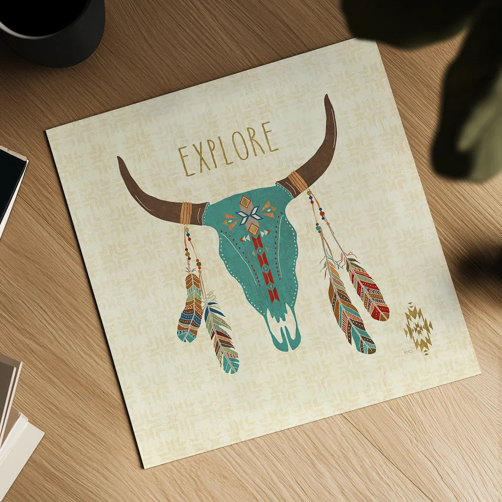 Southwest at Heart II by Veronique Charron. Shown as a detailed flat fine art print, highlighting archival giclee quality. Available as an archival giclee rolled canvas, fine art paper, or poster print. SKU 20003a.