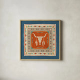 Southwest at Heart Tile I by Veronique Charron. Shown in a natural wood glass frame for a timeless modern aesthetic. Available as an archival giclee rolled canvas, fine art paper, or poster print. SKU 20006a.