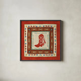 Southwest at Heart Tile II by Veronique Charron. Shown in a sleek black glass frame for a contemporary gallery look. Available as an archival giclee rolled canvas, fine art paper, or poster print. SKU 20007a.