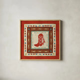 Southwest at Heart Tile II by Veronique Charron. Shown in a natural wood glass frame for a timeless modern aesthetic. Available as an archival giclee rolled canvas, fine art paper, or poster print. SKU 20007a.