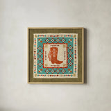 Southwest at Heart Tile III by Veronique Charron. Shown in a natural wood glass frame for a timeless modern aesthetic. Available as an archival giclee rolled canvas, fine art paper, or poster print. SKU 20008a.