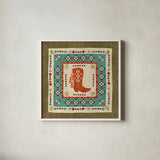 Southwest at Heart Tile III by Veronique Charron. Shown in a crisp white glass frame for a clean and minimalist style. Available as an archival giclee rolled canvas, fine art paper, or poster print. SKU 20008a.