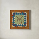 Southwest at Heart Tile IV by Veronique Charron. Shown in a crisp white glass frame for a clean and minimalist style. Available as an archival giclee rolled canvas, fine art paper, or poster print. SKU 20009a.