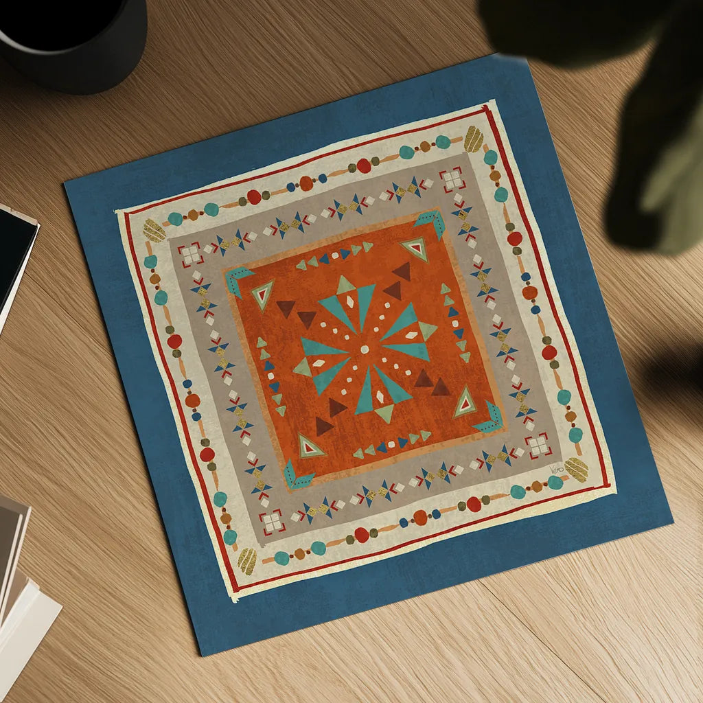 Southwest at Heart Tile V by Veronique Charron. Shown as a detailed flat fine art print, highlighting archival giclee quality. Available as an archival giclee rolled canvas, fine art paper, or poster print. SKU 20010a.