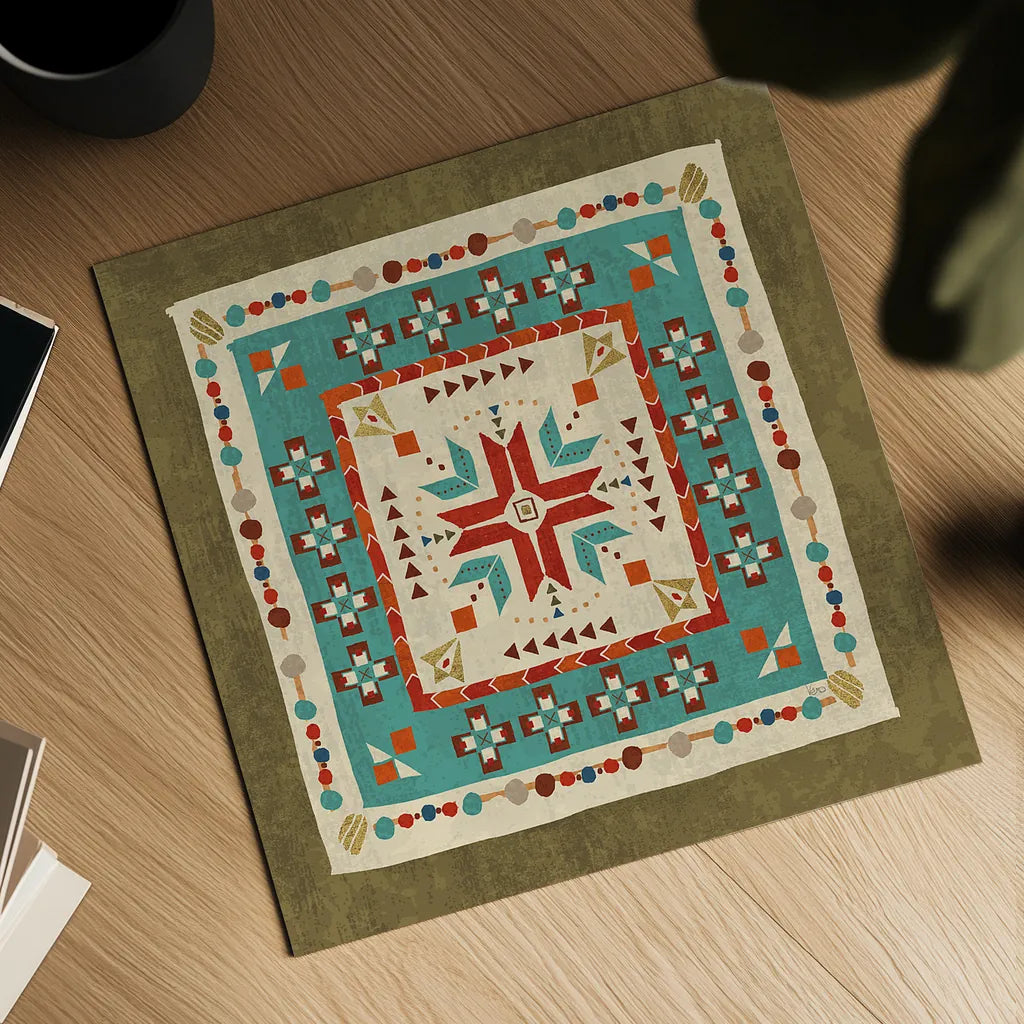 Southwest at Heart Tile VII by Veronique Charron. Shown as a detailed flat fine art print, highlighting archival giclee quality. Available as an archival giclee rolled canvas, fine art paper, or poster print. SKU 20012a.