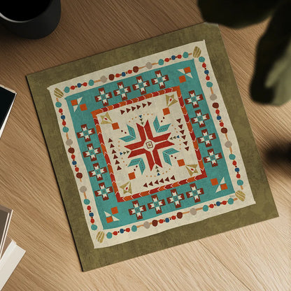 Southwest at Heart Tile VII by Veronique Charron. Shown as a detailed flat fine art print, highlighting archival giclee quality. Available as an archival giclee rolled canvas, fine art paper, or poster print. SKU 20012a.