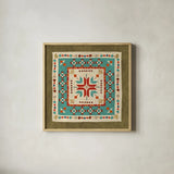 Southwest at Heart Tile VII by Veronique Charron. Shown in a natural wood glass frame for a timeless modern aesthetic. Available as an archival giclee rolled canvas, fine art paper, or poster print. SKU 20012a.