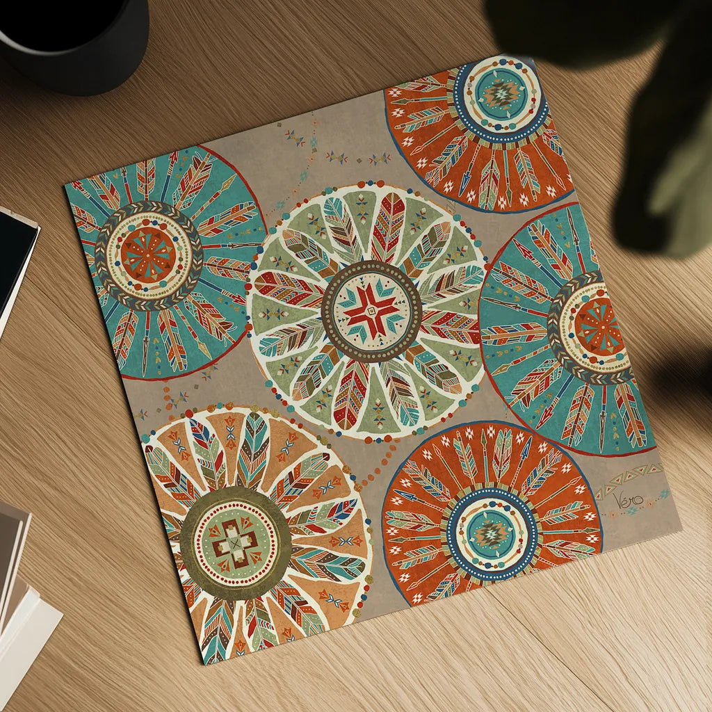 Southwest at Heart XII Square by Veronique Charron. Shown as a detailed flat fine art print, highlighting archival giclee quality. Available as an archival giclee rolled canvas, fine art paper, or poster print. SKU 20021a.